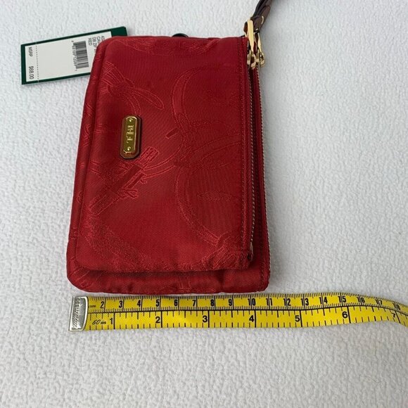 Ralph Lauren Cavalry Red Wristlet Double Zip Fabric NWT - Picture 4 of 12